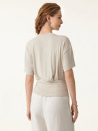 2Pcs Set Crewneck Tucked Tee & Mid Rise Tapered Pants with Pockets