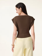 2Pcs Set Cotton Lyocell V-Neck Summer Tee & Flowy Flared Midi Skirt