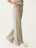 2Pcs Set FuzzLuxe Turtleneck Top & Regular High Waisted Straight Leg Pull On Pant