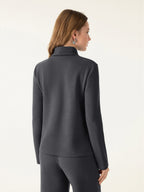 2Pcs Set FuzzLuxe Turtleneck Top & Regular High Waisted Straight Leg Pull On Pant