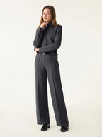 2Pcs Set FuzzLuxe Turtleneck Top & Regular High Waisted Straight Leg Pull On Pant
