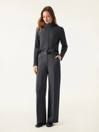 2Pcs Set FuzzLuxe Turtleneck Top & Regular High Waisted Straight Leg Pull On Pant