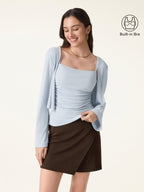 2Pcs Set Bell Sleeve Cardigan & Adjustable Spaghetti Bra Tank