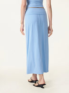 2Pcs Set Open-Back Bra Tank & Fold-Down Waistband Midi Skirt