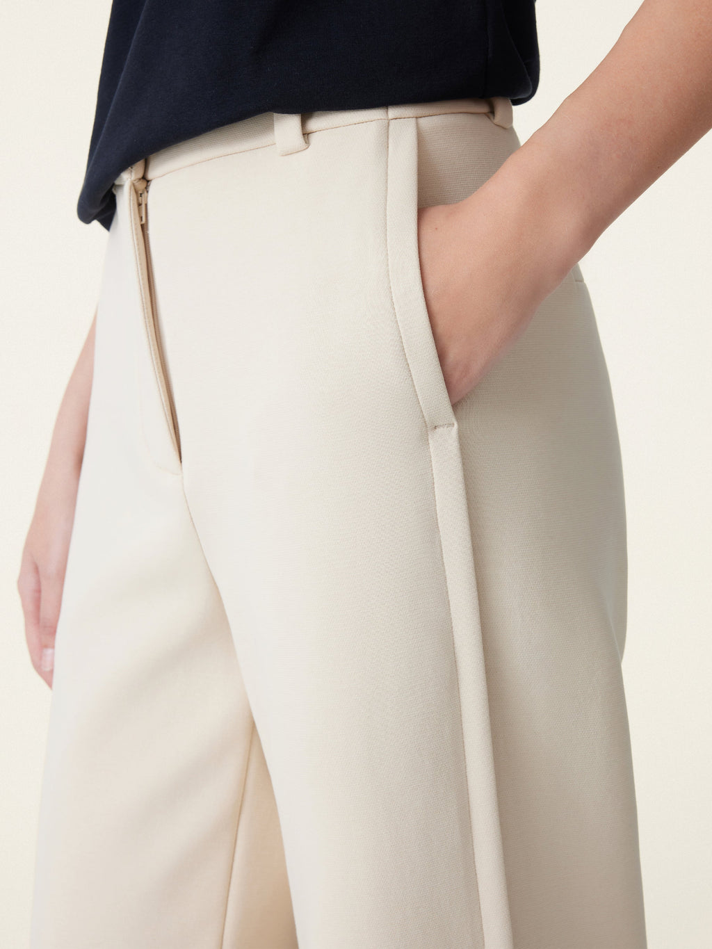 2Pcs Set Boatneck Angled Tee & Mid Rise Wide Leg Trousers