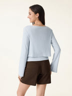 2Pcs Set Bell Sleeve Cardigan & Adjustable Spaghetti Bra Tank