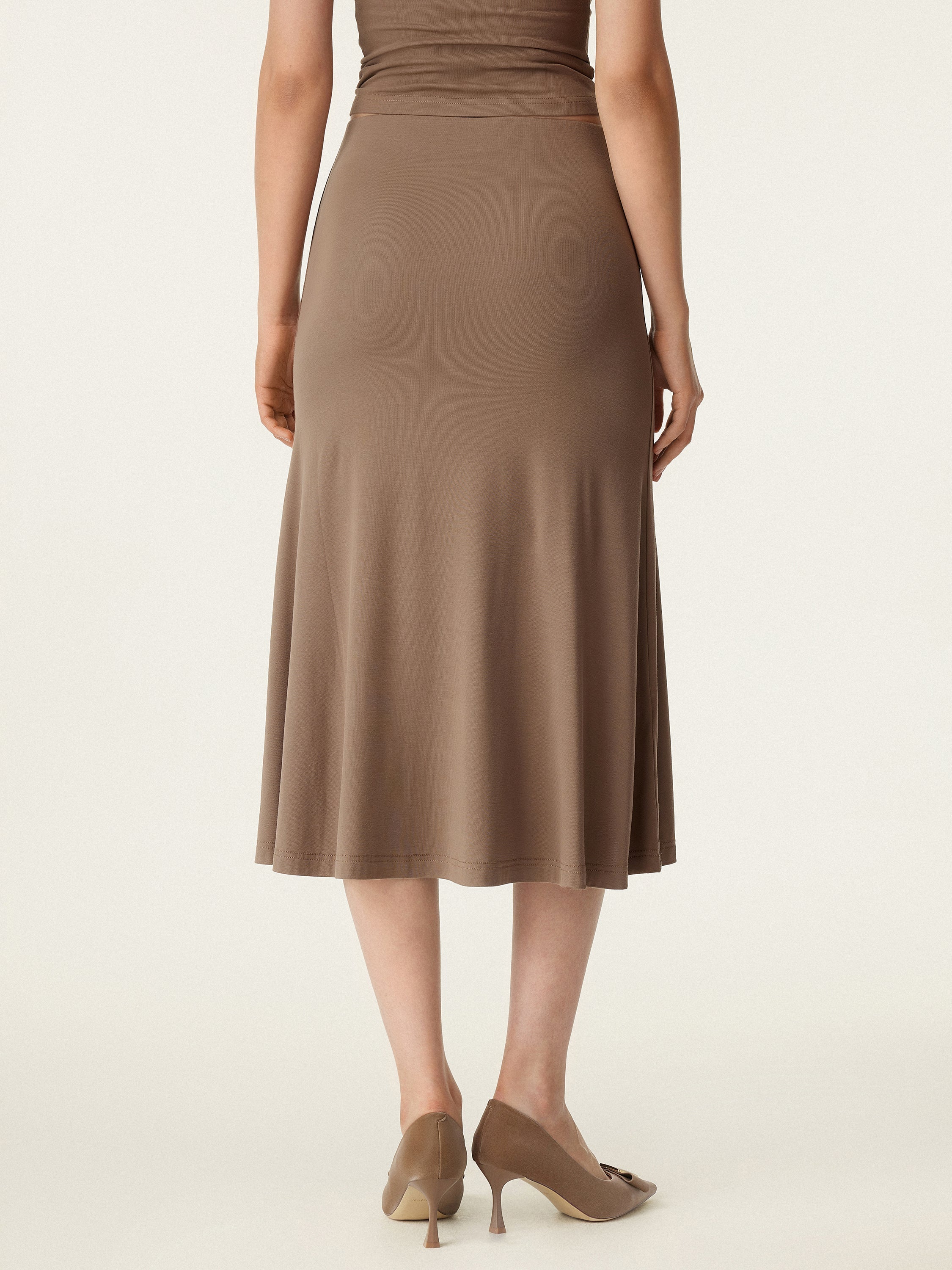 2Pcs Set Halter Neck Bra Tank & Pull-on Mermaid Midi Skirt