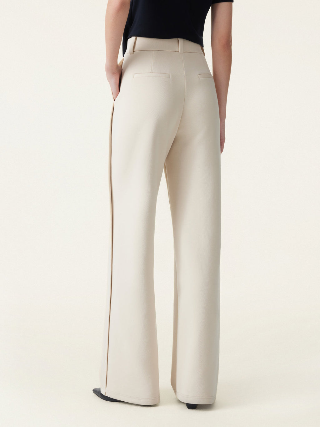 2Pcs Set Boatneck Angled Tee & Mid Rise Wide Leg Trousers