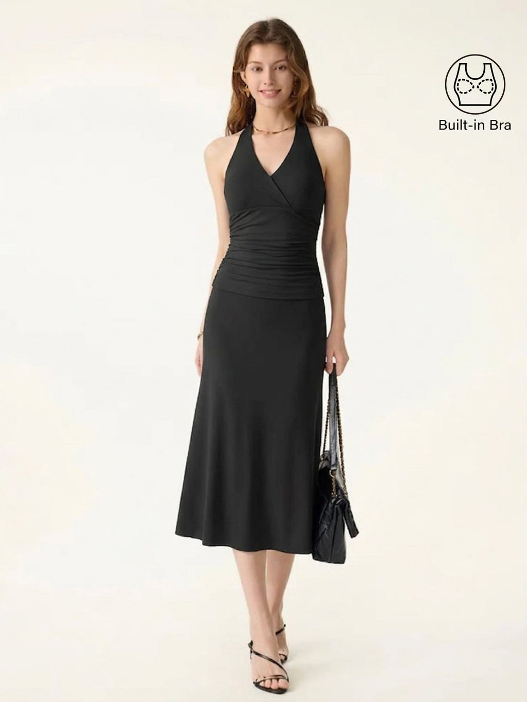 2Pcs Set Halter Neck Bra Tank & Pull-on Mermaid Midi Skirt