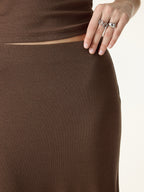 2Pcs Set Cotton Lyocell V-Neck Summer Tee & Flowy Flared Midi Skirt