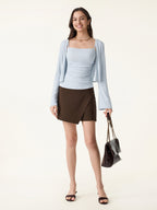 2Pcs Set Bell Sleeve Cardigan & Adjustable Spaghetti Bra Tank